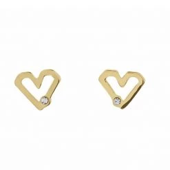 Giftworks JEWELLERY Rose Gold Crystal Cubist Heart Stud Earrings