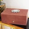 HESTIA® Dusky Pink VeLvet Jewellery Box With Crystal Flower
