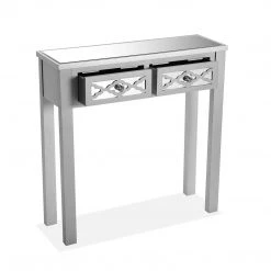 Versa Silke 2 Drawer Grey Mirrored Console Table