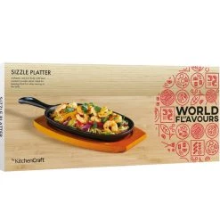 KitchenCraft World Of Flavours Oriental Iron Sizzle Platter 13 KitchenCraft World Of Flavours Oriental Iron Sizzle Platter