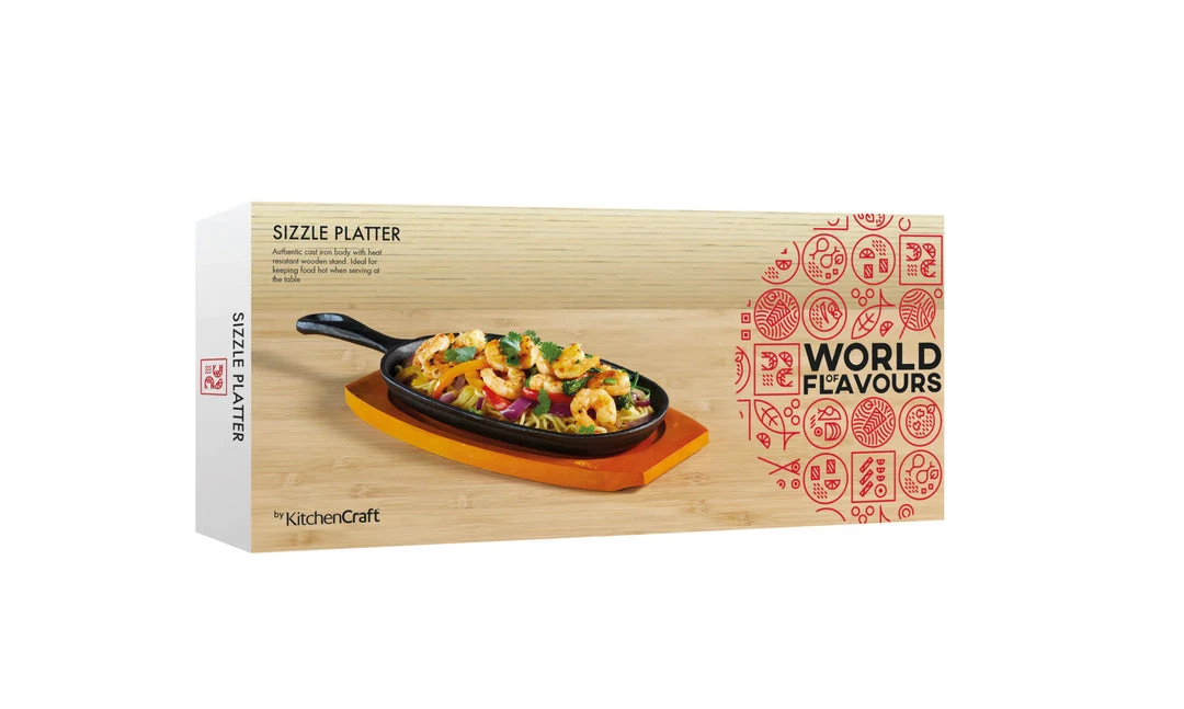 KitchenCraft World Of Flavours Oriental Iron Sizzle Platter 8 KitchenCraft World Of Flavours Oriental Iron Sizzle Platter
