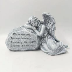 WGP GENERAL GIFTS Angel Sleeping On A Rock Grave Ornaments