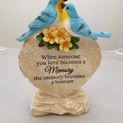 Giftworks GENERAL GIFTS Grave Solar Powdered Bluebird Plaque With Verse