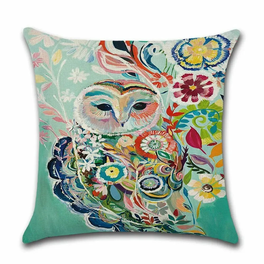 Faire Cushion Cover Colourfull - Owl GENERAL GIFTS 3 Faire Cushion Cover Colourfull - Owl GENERAL GIFTS