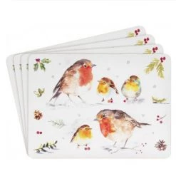 Lesser And Pavey WINTER ROBIN PLACEMAT SET OF 4