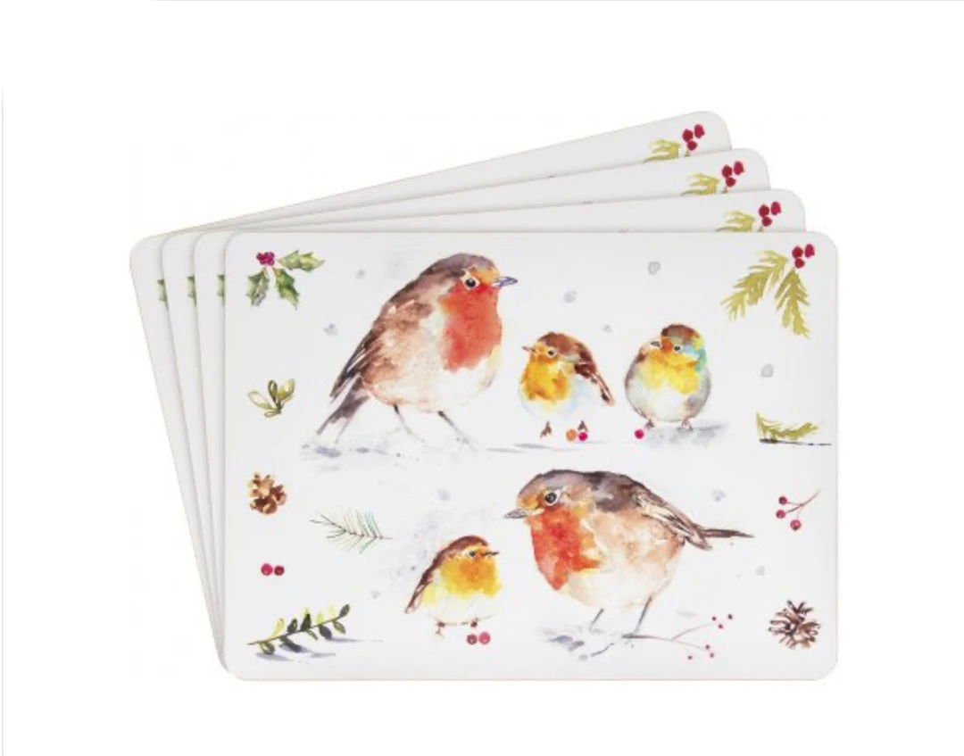 Lesser And Pavey WINTER ROBIN PLACEMAT SET OF 4 4 Lesser And Pavey WINTER ROBIN PLACEMAT SET OF 4