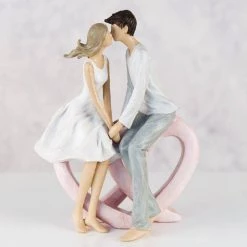 Juliana GENERAL GIFTS Couple Kissing Double Heart -Resin Figurine