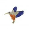 Giftworks Rhodium Kingfisher Gold/Blue/Orange Crystal Brooch JEWELLERY