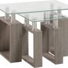 Giftworks Milan Nest Of Tables In Light Charcoal/Clear Glass/Silver GENERAL GIFTS