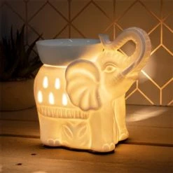 Giftworks Desire Aroma Ceramic White Elephant Fragrance Warmer Lamp
