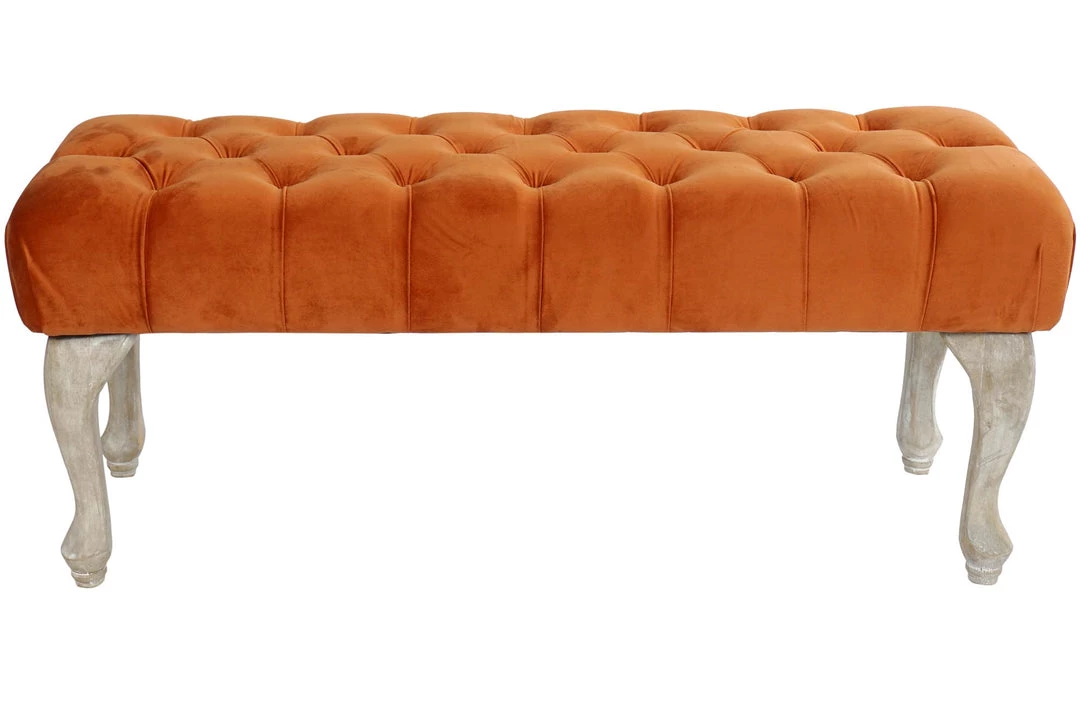 Kavanagh Gifts GENERAL GIFTS ORANGE POLYESTER WOOD BENCH 99X40X41 VELVET 8 Kavanagh Gifts GENERAL GIFTS ORANGE POLYESTER WOOD BENCH 99X40X41 VELVET