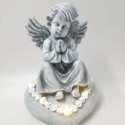WGP Grave Solar Powered Angel On Heart GENERAL GIFTS