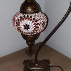 Giftworks GENERAL GIFTS Orange Red Star Beads Swan Neck Turkish Moroccan Handmade Mosaic Lamp