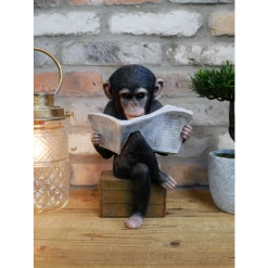 Giftworks Monkey Reading The News Ornament