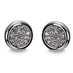 Giftworks GIFTS FOR HER SILVER DIAMANTE ROUND EARRINGS