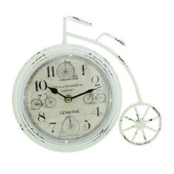WGP GENERAL GIFTS Mantel Clocks -Hometime Rustic Penny Farthing Clock- White