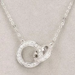 Giftworks Newgrange Living Silver Interlocking Diamante Necklace GENERAL GIFTS