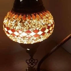 Giftworks Brown Diamond Swan Neck Turkish Moroccan Handmade Mosaic Lamp GENERAL GIFTS