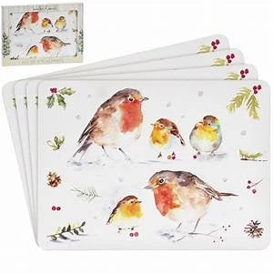 Lesser And Pavey WINTER ROBIN PLACEMAT SET OF 4 3 Lesser And Pavey WINTER ROBIN PLACEMAT SET OF 4