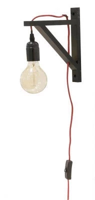 Giftworks Black Wall Sconce With Red Cable GENERAL GIFTS 3 Giftworks Black Wall Sconce With Red Cable GENERAL GIFTS