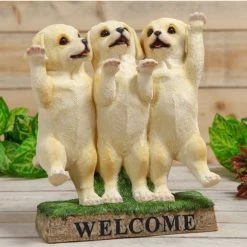 Wi BEST OF BREED THREE LABRADOR PUPPIES WELCOME ORNAMENT