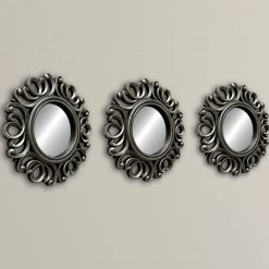 Giftworks Set Of 3 Mirrors Antique Silver