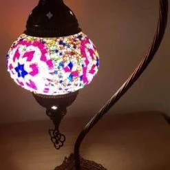 Giftworks Multi Colour Star Swan Neck Turkish Moroccan Handmade Mosaic Lamp GENERAL GIFTS