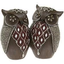 Giftworks Artistic Brown And Silver Decorated Owl Figurines GENERAL GIFTS