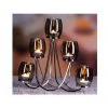 Giftworks THE GRANGE COLLECTION METAL CANDLEHOLDER WITH 5-PIECE GREY GLASS CUPS