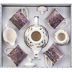 GENERAL GIFTS Newgrange Living Purple Thistle 7 Piece Tea Set Gift