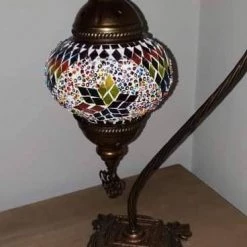 Giftworks GENERAL GIFTS Multi Colour Diamond Swan Neck Turkish Moroccan Handmade Mosaic Lamp