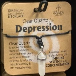 Royal County CLEAR QUARTZ FOR DEPRESSION GEMSTONE NECKLACE GENERAL GIFTS