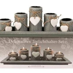 IKO 5 Piece Tea Light Holders Set Antique Gray GENERAL GIFTS