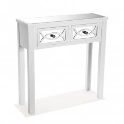Versa GENERAL GIFTS Miska 2 Drawer White Mirrored Console Table