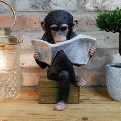 Giftworks Monkey Reading The News Ornament