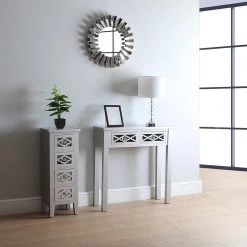Versa Silke 2 Drawer Grey Mirrored Console Table