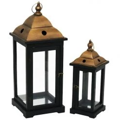 WJSampson GENERAL GIFTS Set Of 2 Black Lanterns (L) 27X27X66CM