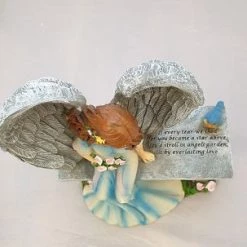 WGP Grave Solar Powdered Angel Sitting On Bench GENERAL GIFTS