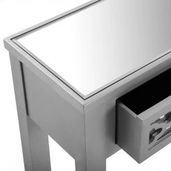 Versa Silke 2 Drawer Grey Mirrored Console Table