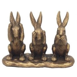 Lesser And Pavey Hear No Evil See No Evil 3 Bronze Wise Hare’s Ornament
