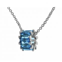 Giftworks Rhodium Aqua CZ Necklace JEWELLERY