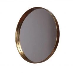 Giftworks MIRRORS Gold Metal Round Hanging Mirror