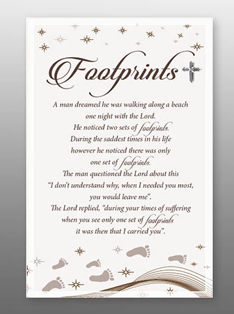 CBC GENERAL GIFTS Glass Plaque - Footprints Verse 3 CBC GENERAL GIFTS Glass Plaque - Footprints Verse