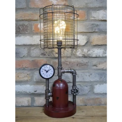 Dutch Brothers INDUSTRIAL RETRO STYLE TABLE LIGHT WITH CLOCK GENERAL GIFTS