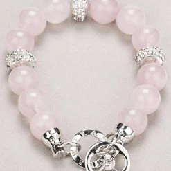 Giftworks Newgrange Living Silver Diamante & Rose Quartz Bracelet GENERAL GIFTS