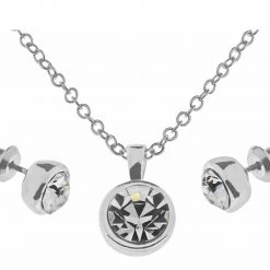 Giftworks Silver Circle Crystal Necklace Set