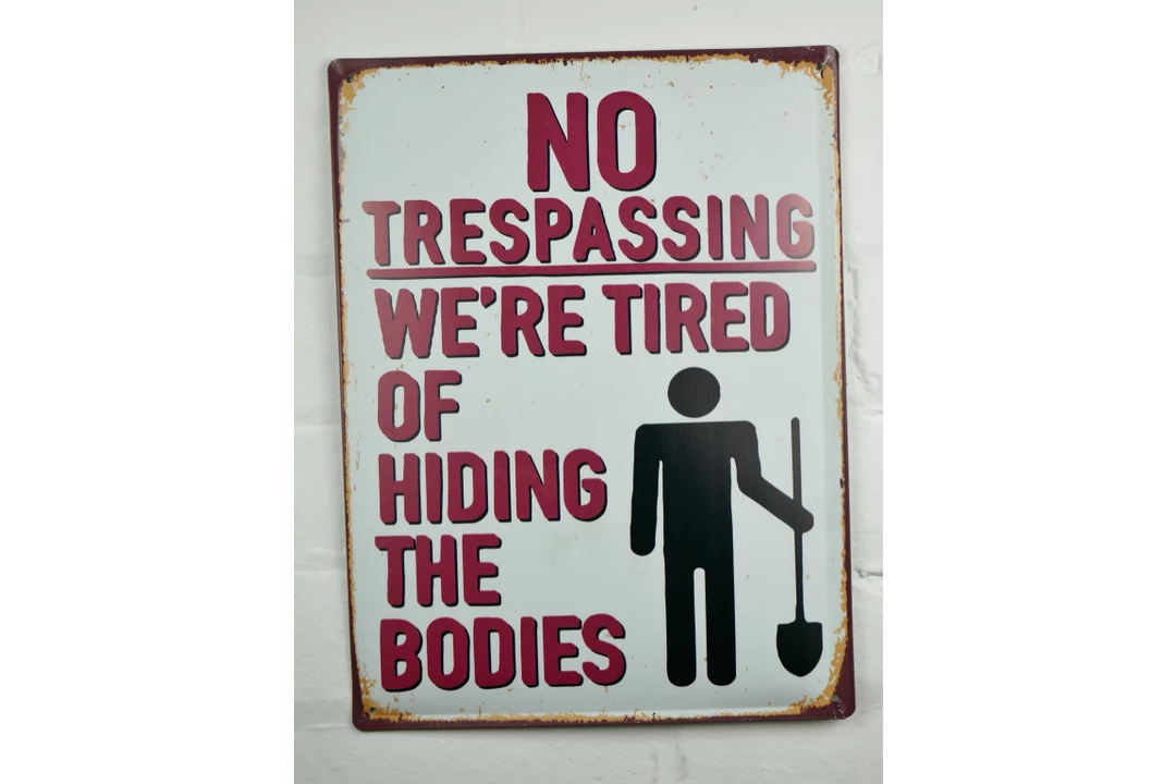 Dutch Brothers Funny No Trespassing Metal Wall Sign 3 Dutch Brothers Funny No Trespassing Metal Wall Sign