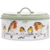 Lesser And Pavey Winter Robins Round Enamel Metal Cake Tin Baking Storage Container