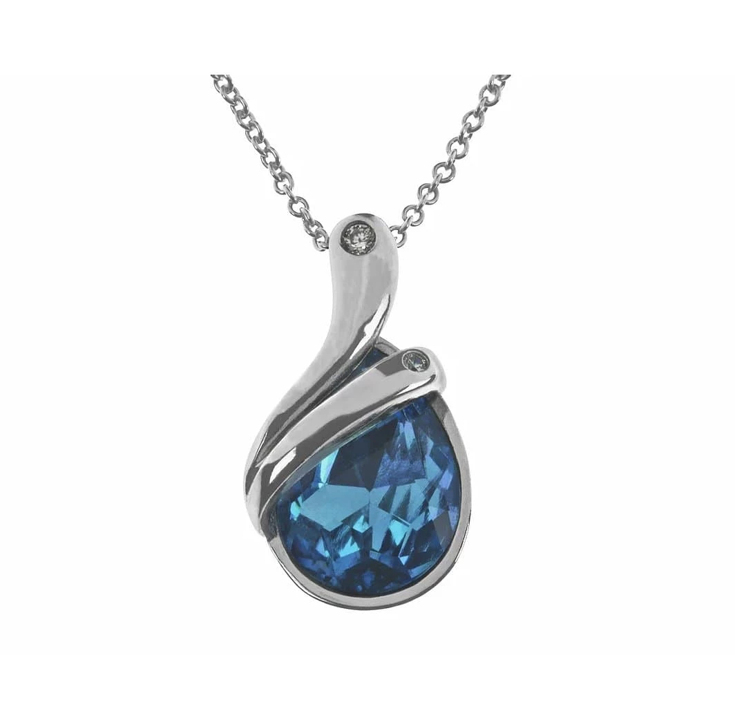 Giftworks Rhodium Blue Zircon Crystal Drop Necklace (INEC4056) 3 Giftworks Rhodium Blue Zircon Crystal Drop Necklace (INEC4056)