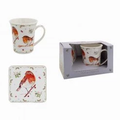 Giftworks WINTER ROBIN & COASTER SET